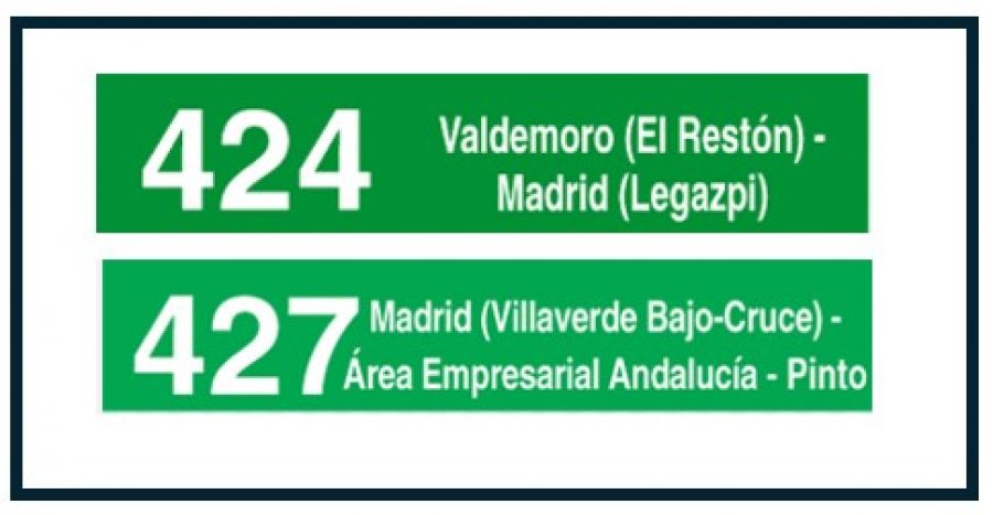 MODIFICACIÓN DE HORARIOS DESDE EL 06 DE ABRIL DE 2024 LÍNEAS 424 MADRID-VALDEMORO Y 427 VILLAVERDE BAJO-PINTO